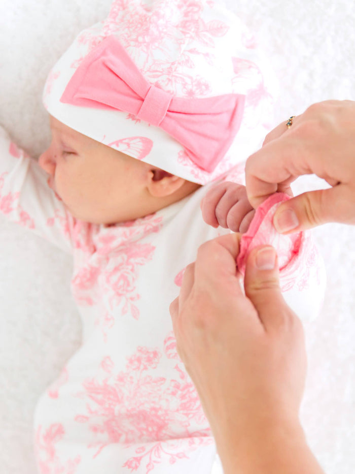 SoftSnooze™ Women's Bamboo Viscose Pink Butterfly Garden Toile Mommy & Me Maternity Robe
