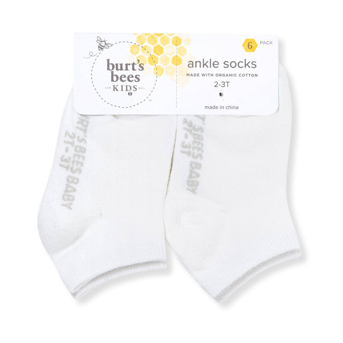 Solid Organic Cotton Baby Ankle Socks 6 Pack