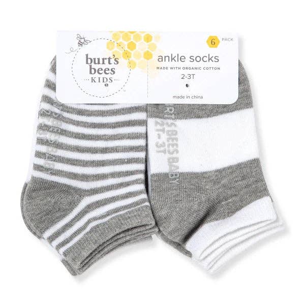 Solid & Stripes Organic Cotton Baby Ankle Socks 6 Pack