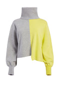 SPENCER NEON COLOR BLOCK SWEATER - LIGHT HEATHER GREY/SUNNY LIME