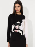STACEFACE PULLOVER - BLACK/SOFT WHITE MULTI