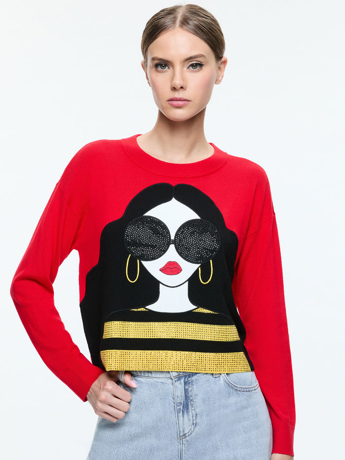 STACEFACE PULLOVER - BRIGHT RUBY MULTI
