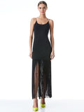 STEPH SCOOP NECK FRINGE DRESS - BLACK