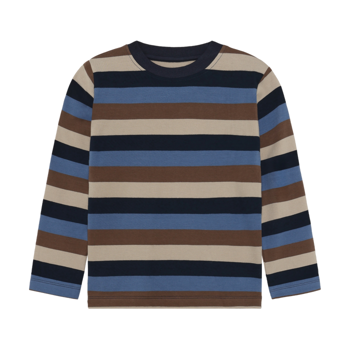 Striped Long Sleeve T-shirt- Dark Sapphire