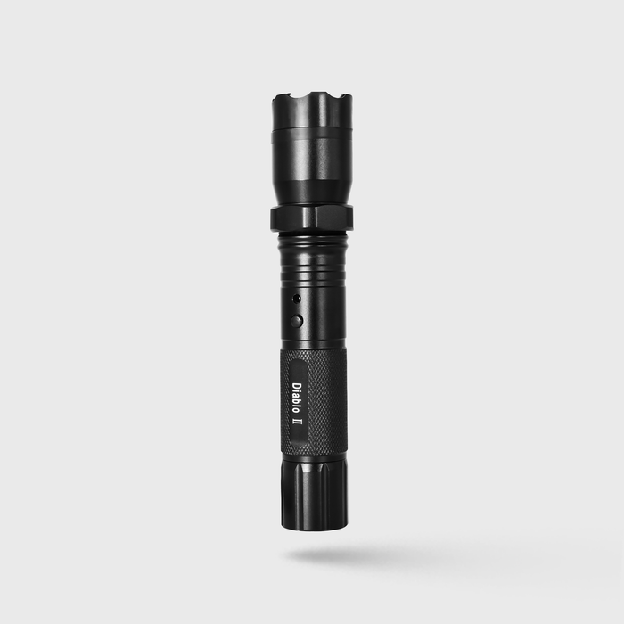 black tactical flashlight stun gun