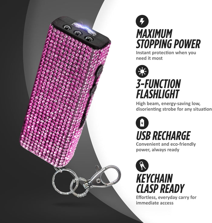 stun gun with rhinestones pink