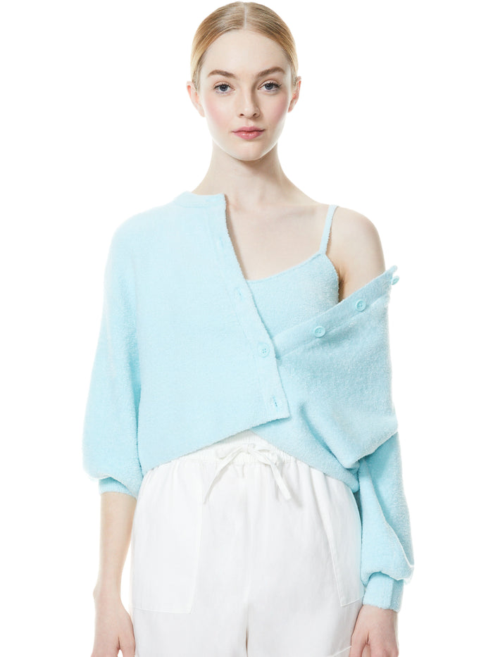 SYLVIE FUZZY CROPPED CARDIGAN - POWDER BLUE