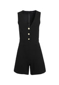 TAMIRA BUTTON FRONT ROMPER - BLACK