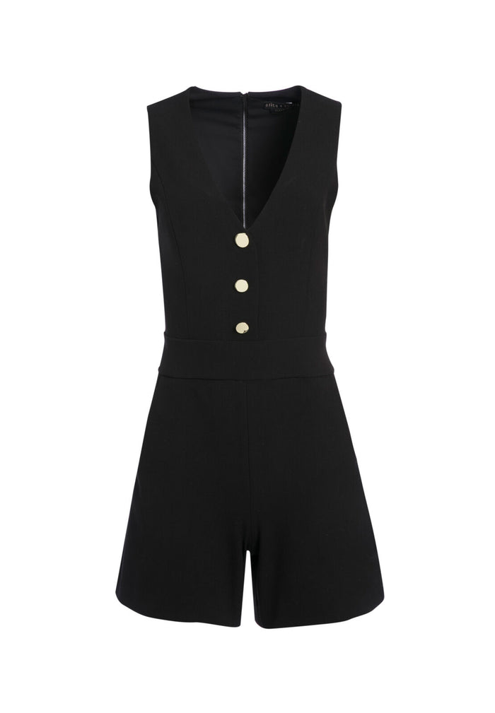 TAMIRA BUTTON FRONT ROMPER - BLACK