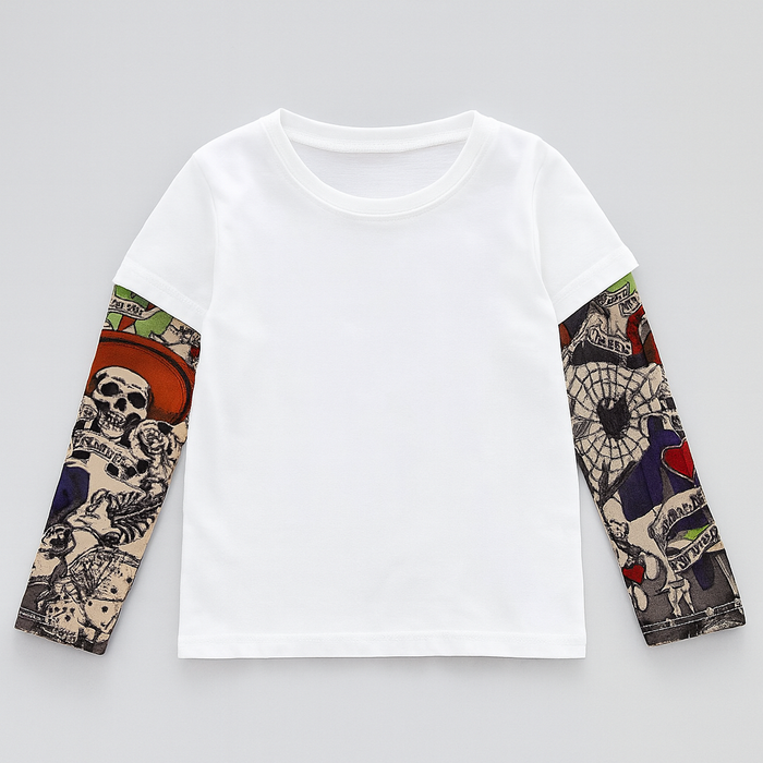Tattoo Sleeve White Unisex Kids T-Shirt
