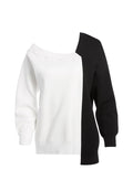 TIFF ASYMMETRICAL V-NECK TUNIC - BLACK/SOFT WHITE