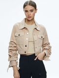 TIFF DENIM JACKET WITH BOW SLEEVE - ALMOND