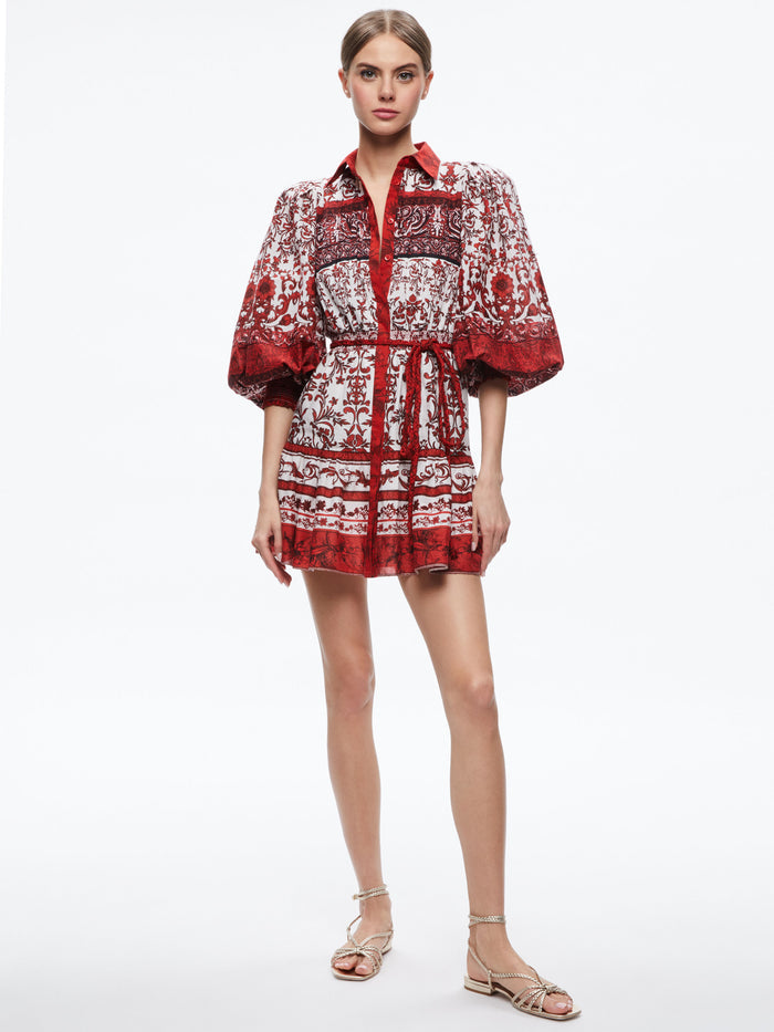 TIFFIE PUFF SLEEVE MINI DRESS - FATAL ATTRACTION OFF WHITE