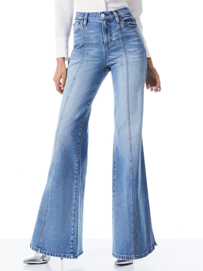 TIMOTHY LOW RISE JEAN WITH SLIT - PASADENA BLUE