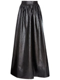 TINA VEGAN LEATHER GOWN SKIRT - BLACK