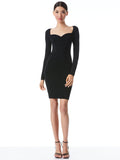 TIVEY RUCHED SWEETHEART NECKLINE DRESS - BLACK