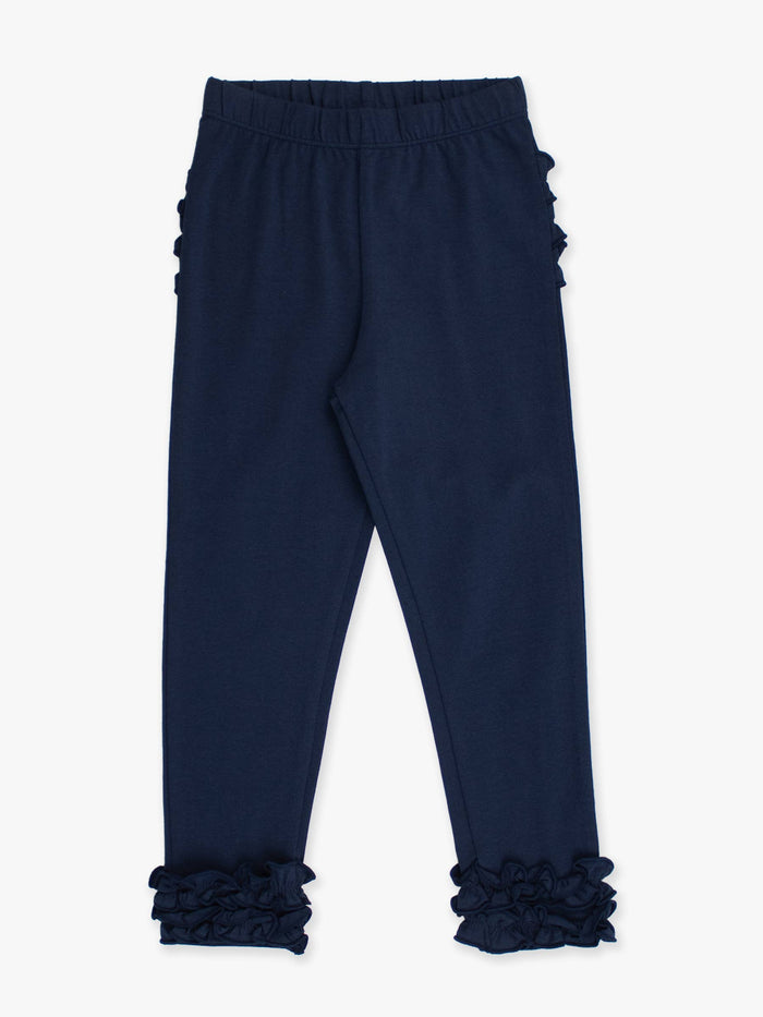 Toddler Girls Dark Navy Classic Ruffle Leggings with Signature Rear Ruffles