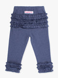 Toddler Girls Faux Denim Classic Ruffle Leggings with Signature Rear Ruffles