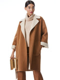 TOMIKO REVERSIBLE BELTED COAT - CAMEL/ALMOND