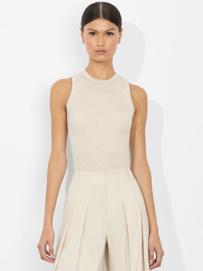 TONITA RIBBED TANK - OATMEAL HEATHER