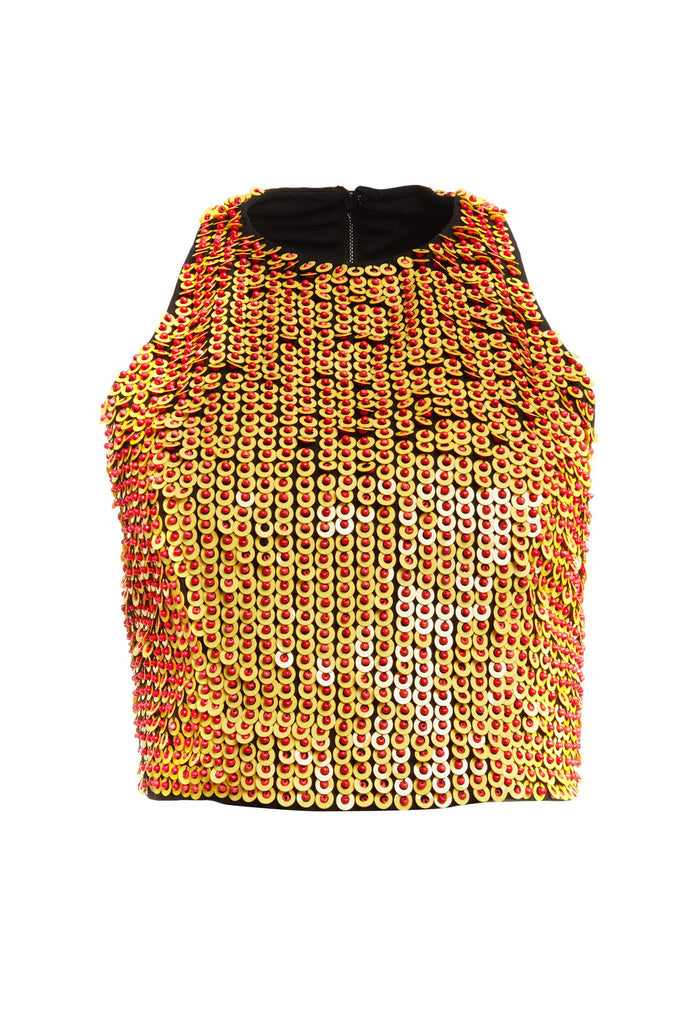TRU EMB ANGLR RCRBK CROP TOP - YELLOW/POPPY