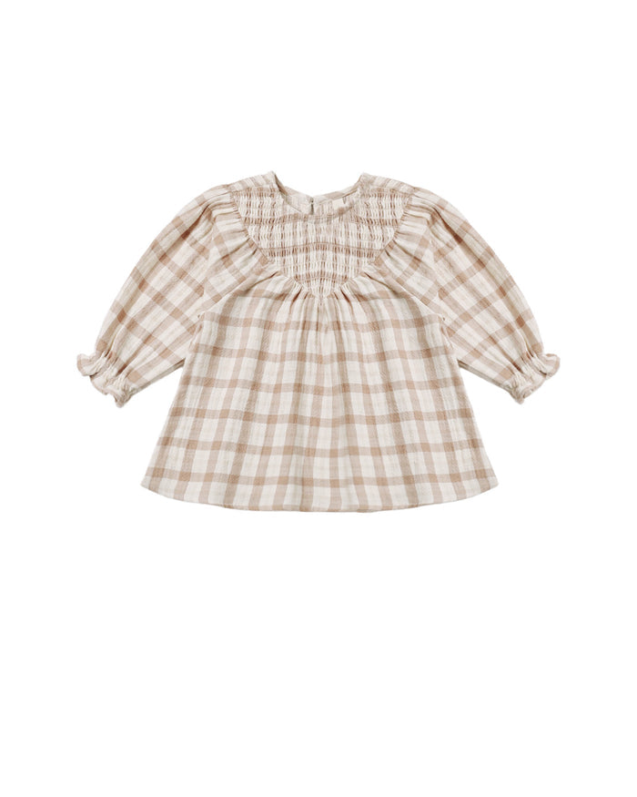 V Smocked Dress- Rustic Plaid
