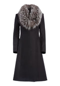 VANCE FLARE COAT WITH FUR COLLAR - BLACK/GREY