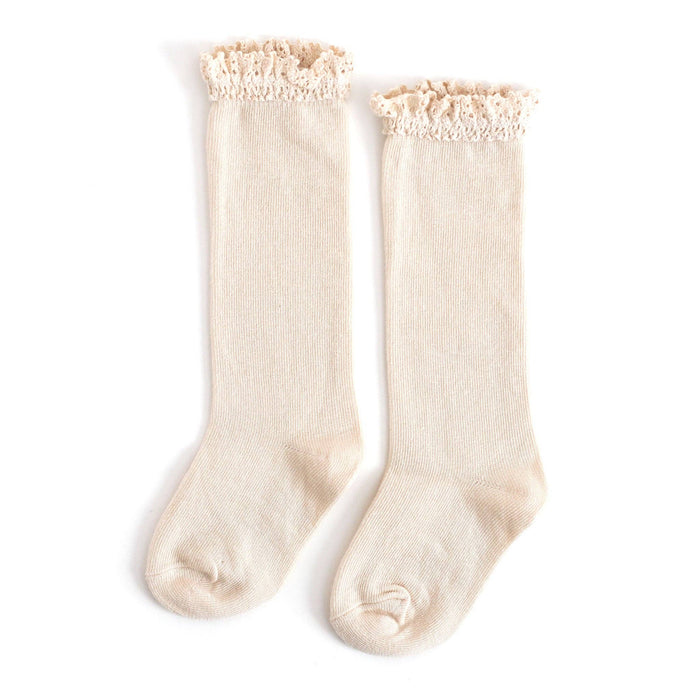 Vanilla Lace Top Knee High Socks