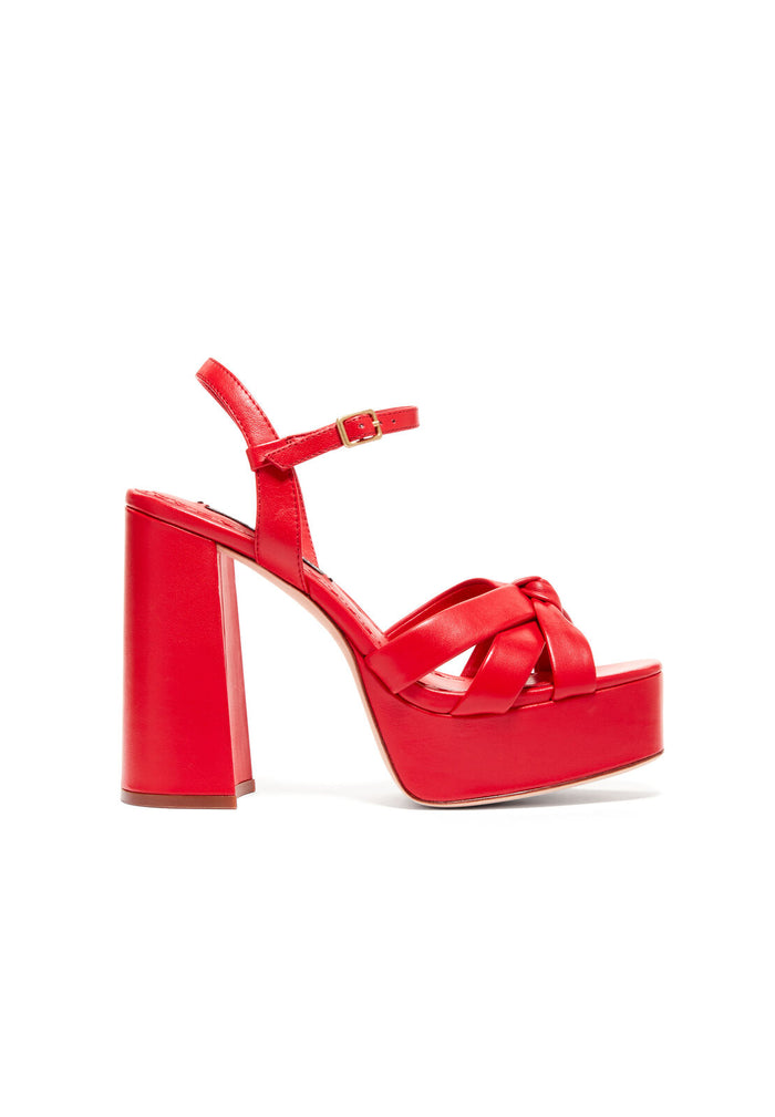 VEREN OPEN TOE HEEL - BRIGHT SCARLET