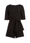 VIRGIL BOAT NECK ROMPER WITH BELT - BLACK/CREAM