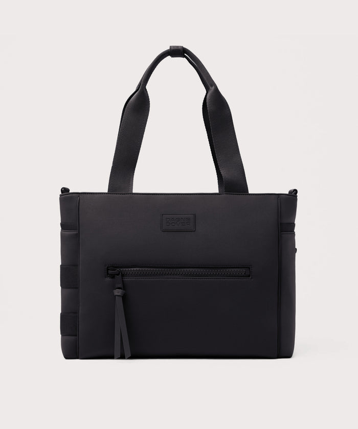 Dagne Dover large Wade Diaper Tote in black with the shoulder strap removed.
