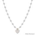 Water Resistant 6MM Silver Beaded Chain with Puffy Heart 16"-18" Necklace