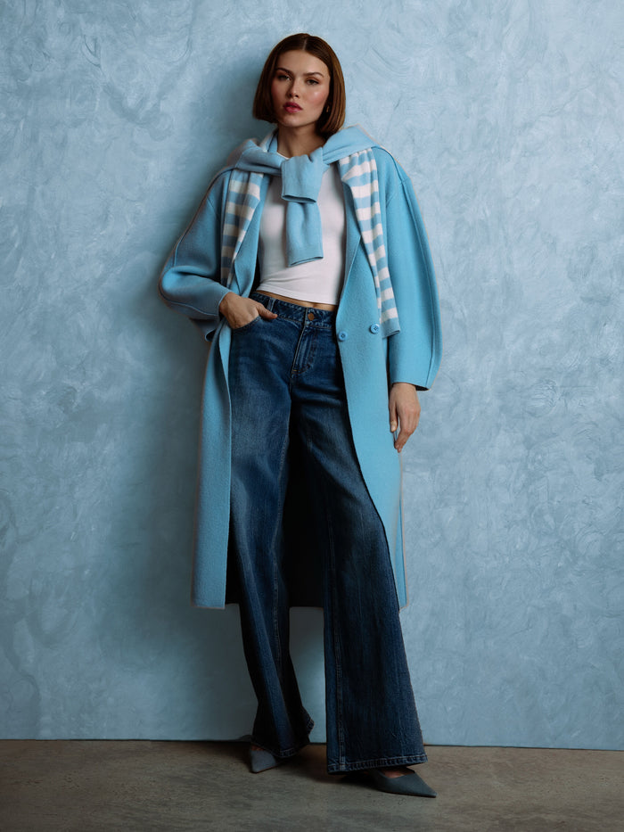 WAVERLY COCOON COAT - CAROLINA BLUE