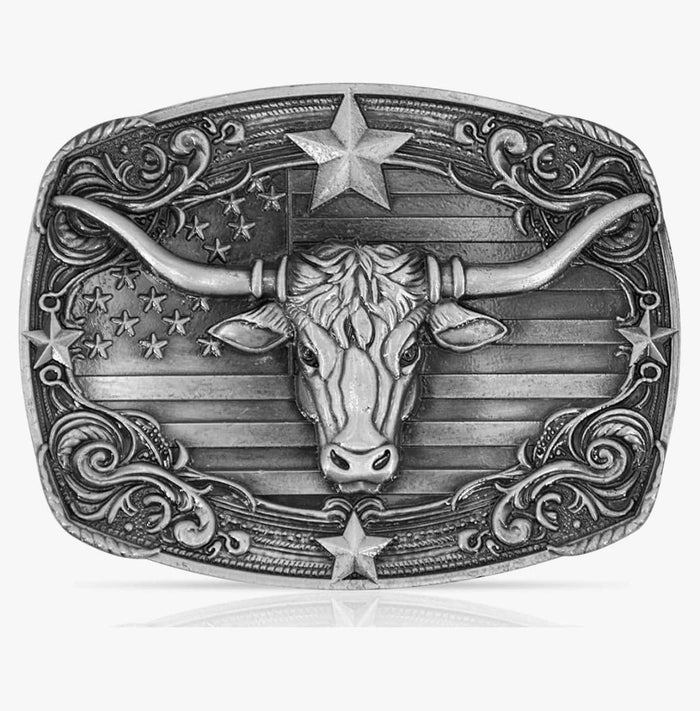 Western Cowboy Long Horn Bull Belt Buckle 1792ATS