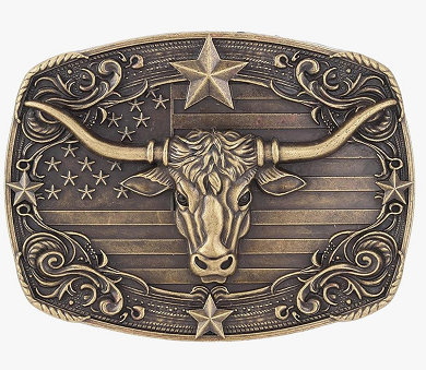 Western Cowboy Long Horn Bull Belt Buckle 1792BNZ