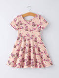 Western Print Girl Short Sleeve Dress