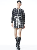 WESTLY BOW SLEEVE DRESS - DOUBLE WINDOWPANE BLACK