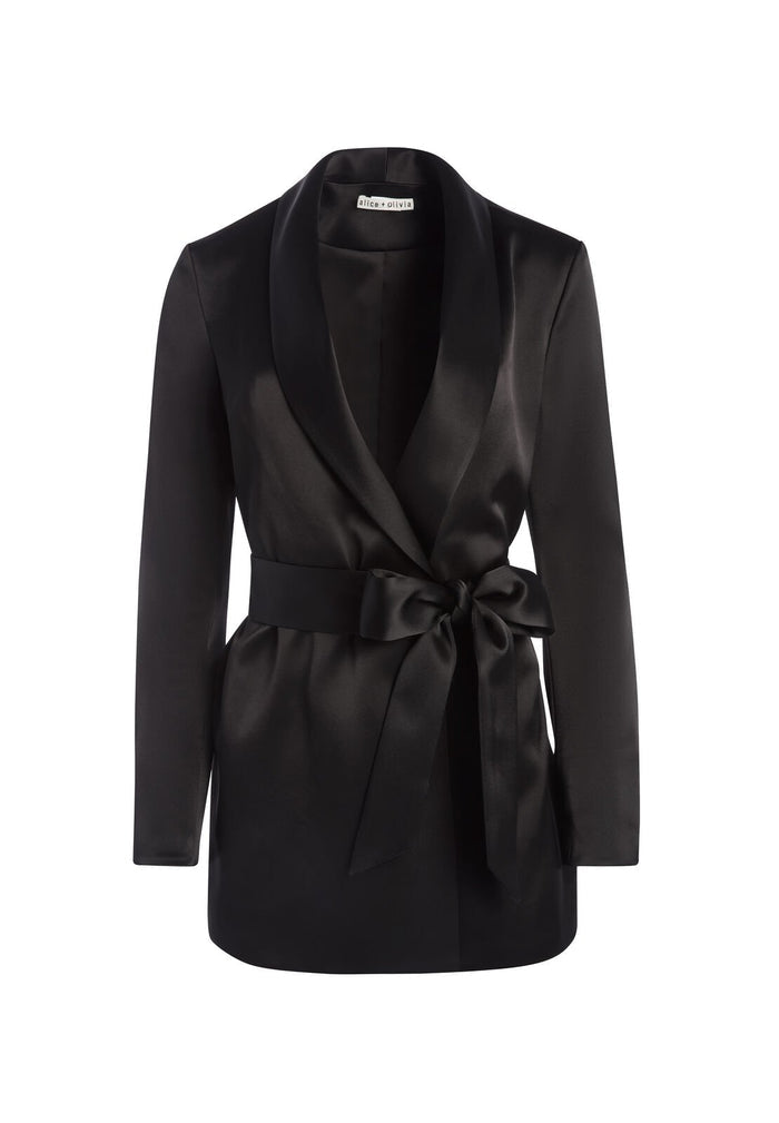 WHEATON SHAWL COLLAR WRAP BLAZER - BLACK