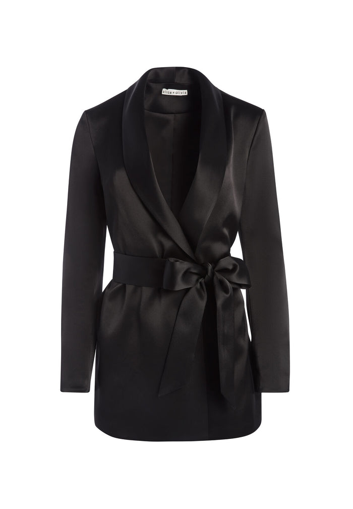 WHEATON SHAWL COLLAR WRAP BLAZER - BLACK
