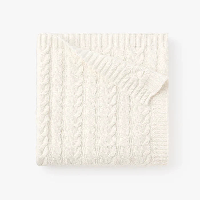 Whisper White Horseshoe Cable Baby Blanket