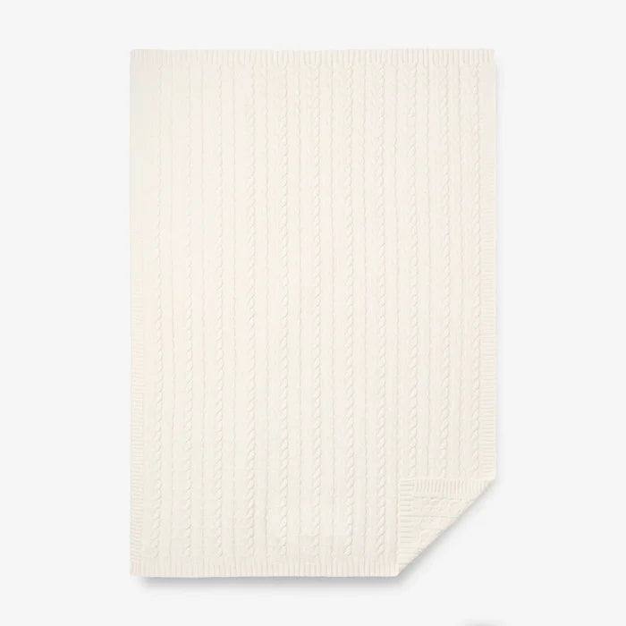 Whisper White Horseshoe Cable Baby Blanket