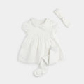 White 3pc Set - Dress, Tights, & Headband