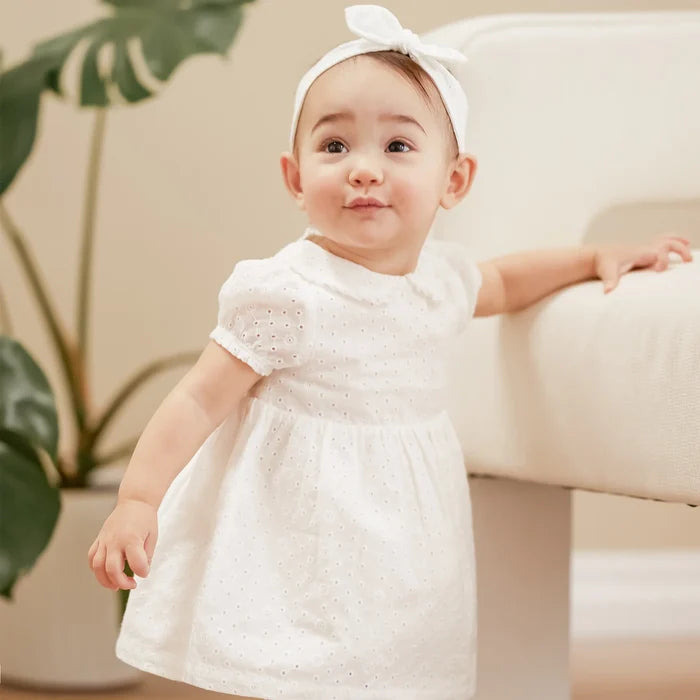 White 3pc Set - Dress, Tights, & Headband