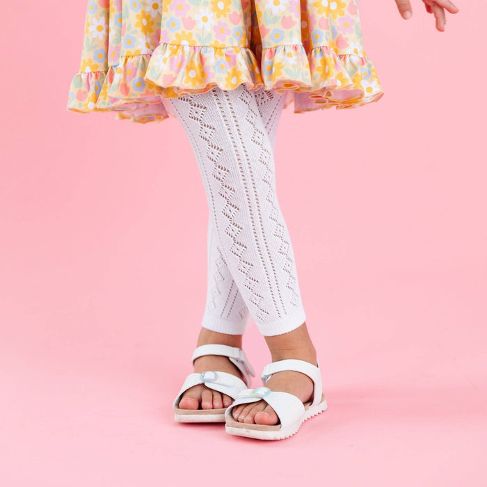 White Fancy Knit Footless Tights
