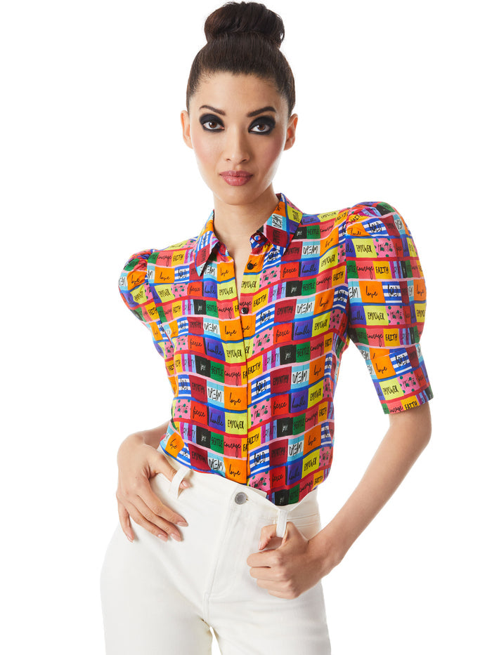 WILLA SCRUNCHED SLEEVE BLOUSE - LOVE PATCH