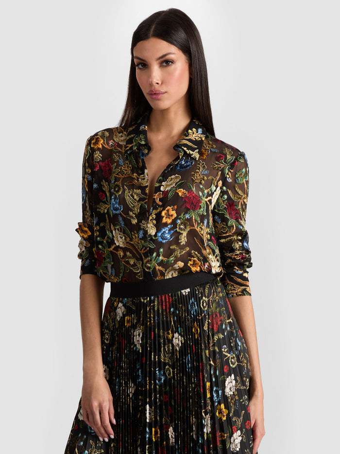 WILLA SILK BLOUSE - TAPESTRY TRAILS SM BLACK