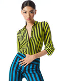 WILLA SILK BLOUSE - CLASSIC STRIPE SM CITRON