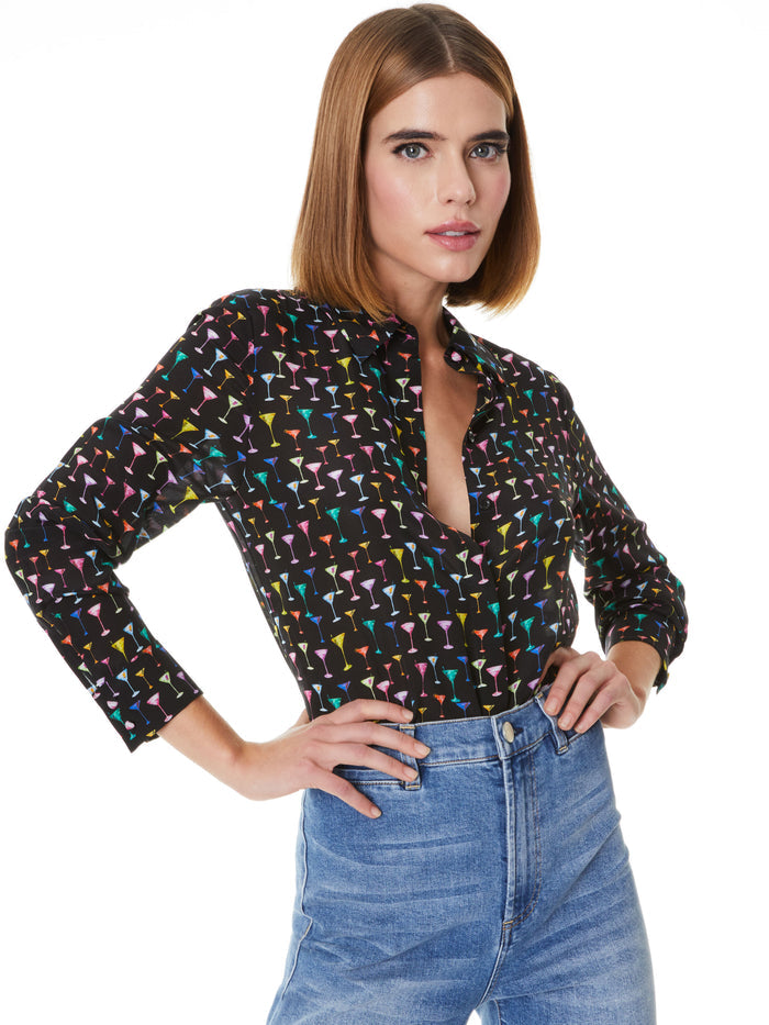 WILLA SILK BLOUSE - MARTINI BLK