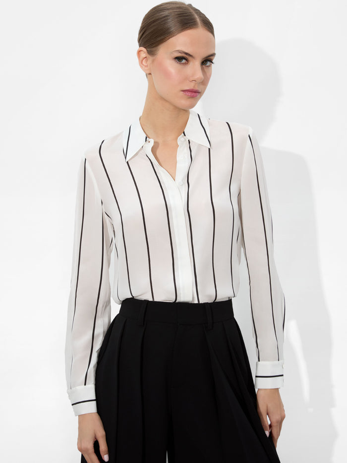 WILLA SILK BLOUSE - OFF WHITE/BLACK