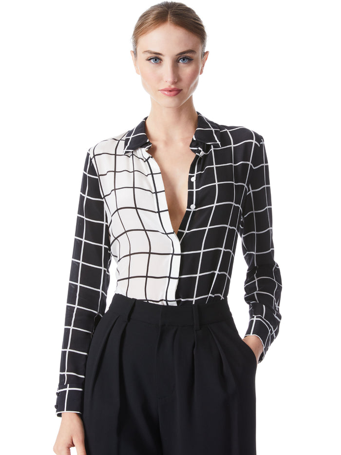 WILLA SILK BLOUSE - OFF WHITE/BLACK
